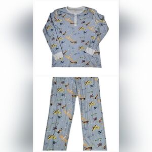 Hart + Land Airplanes Organic Pima Cotton Pajama Set Size Medium Women's